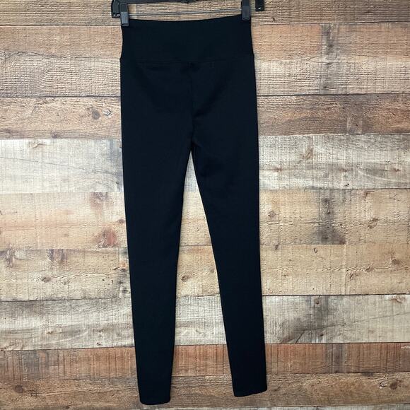 Assets by Spanx Black Faux Leather Front Panel Leggings Size Small - Picture 3 of 7